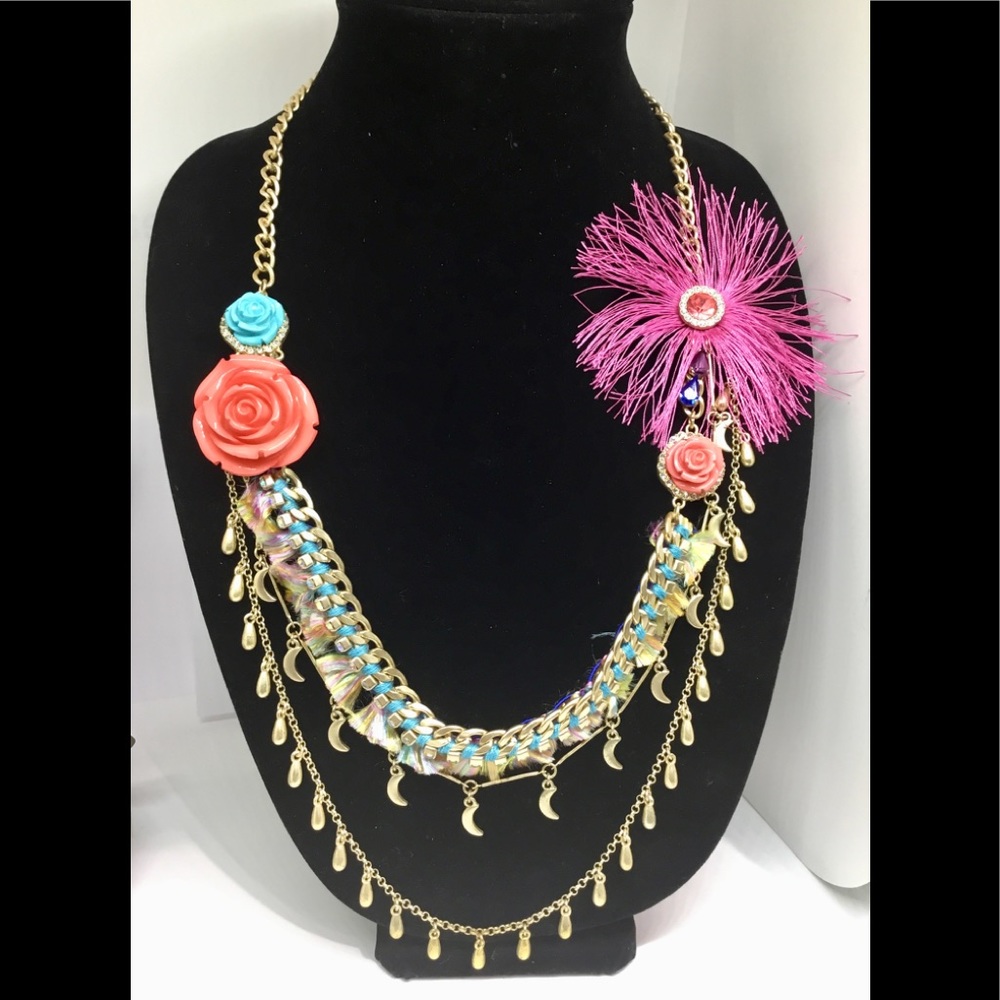Statement Colorful Gold‎ Tone Necklace The Sak